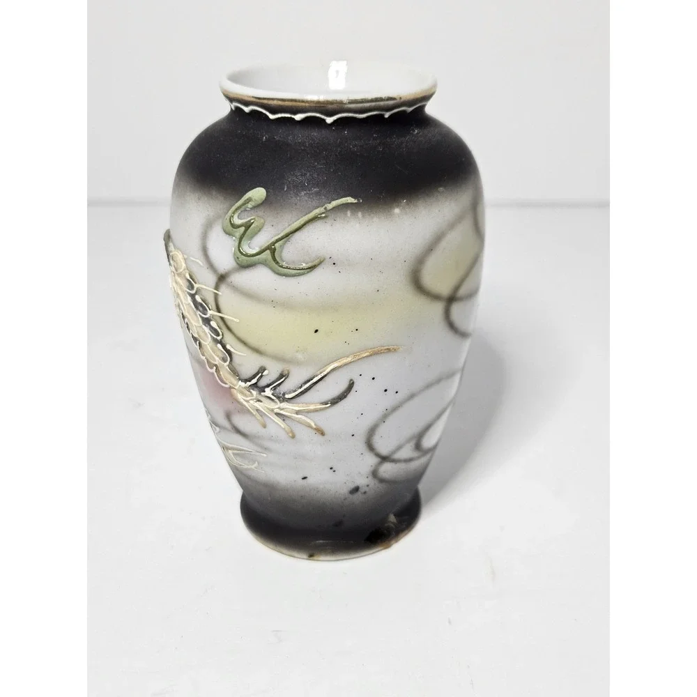Vtg Japan Moriage Dragonware Porcelain Vase 3D Raised Slip Dragon Gold Trim 4in